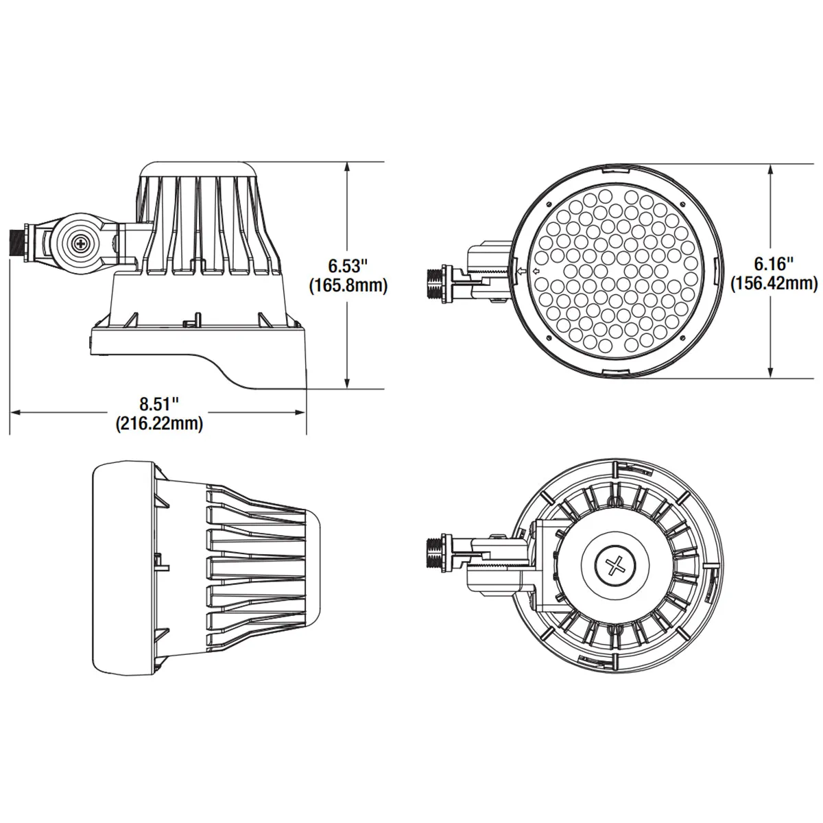 LED Bullet Spot Light, 4200Lm, 15|25|40 Deg. Lens, 30K|40K|50K, 120-347V