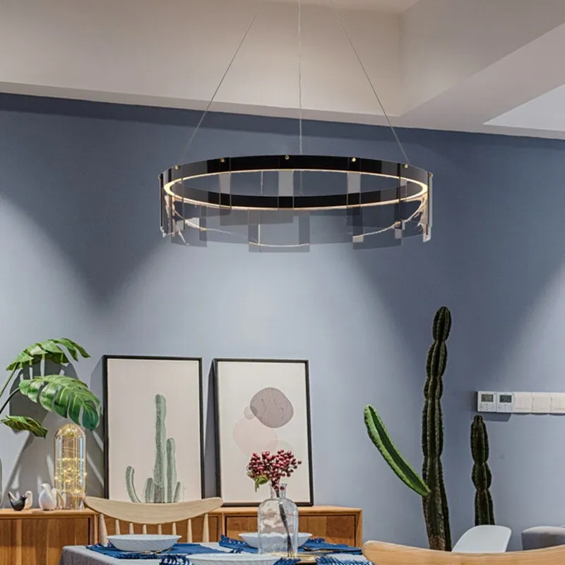 LED Chandelier modern glass LED light luxury  minimalist light design for dining room hall bedroom rings chandelier