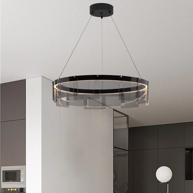 LED Chandelier modern glass LED light luxury  minimalist light design for dining room hall bedroom rings chandelier