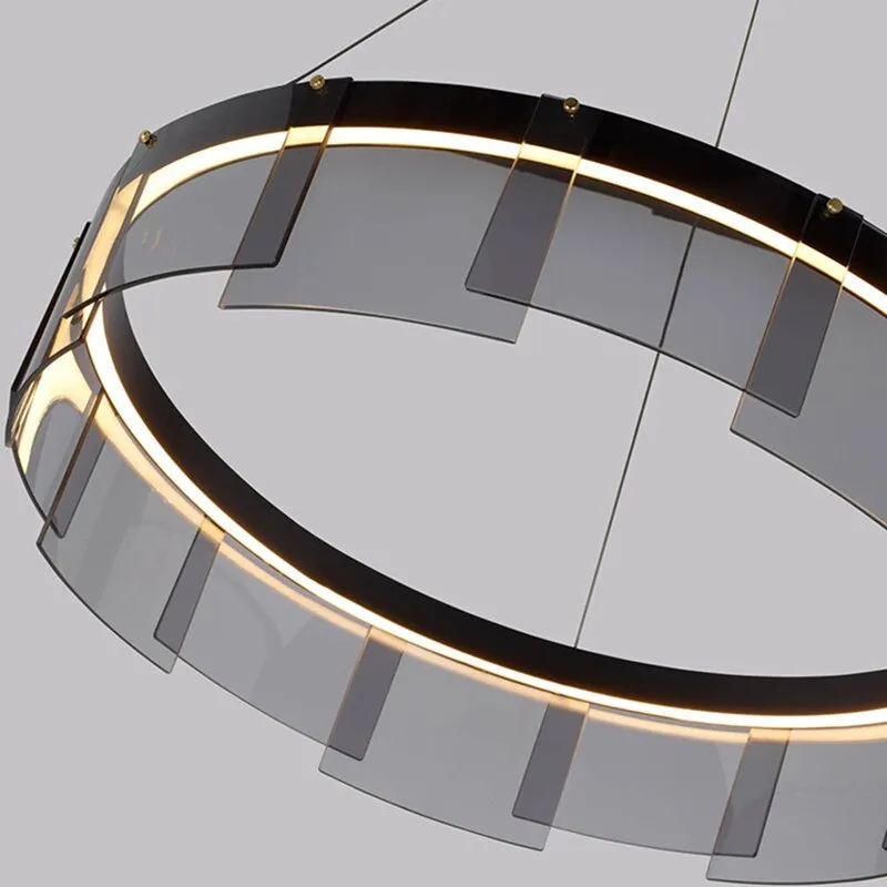 LED Chandelier modern glass LED light luxury  minimalist light design for dining room hall bedroom rings chandelier