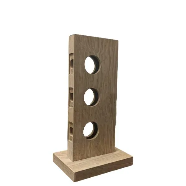 Lock Display with 3 Holes - Natural Wood - Short