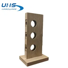Lock Display with 3 Holes - Natural Wood - Short