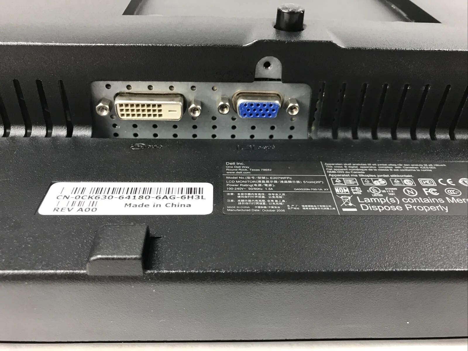 LOT OF 2 Dell E207WFPC 20 Inch Monitor DVI VGA - Grade B