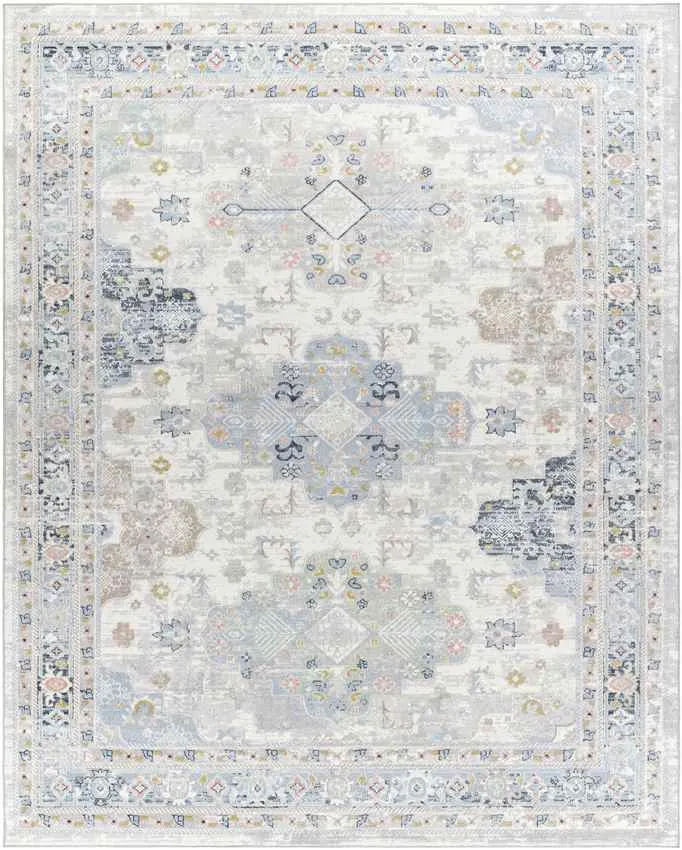 Lynch Traditional Light Blue Washable Area Rug