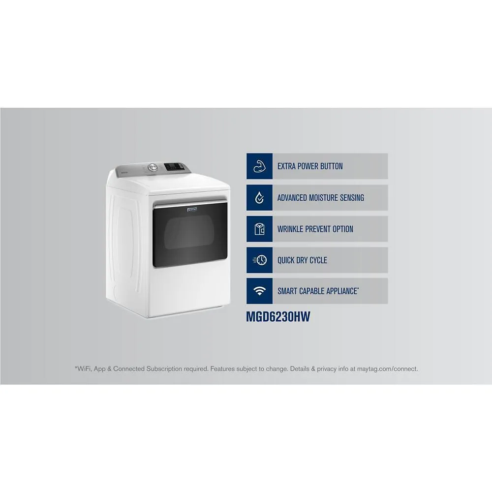 Maytag MGD6230HW Smart Top Load Gas Dryer with Extra Power - 7.4 cu. ft.