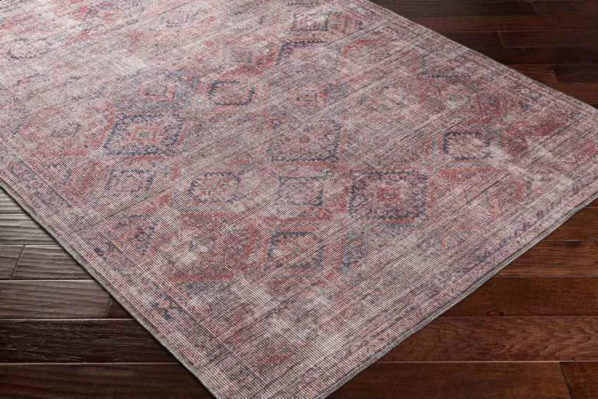 Merrillville Traditional Brick Red Washable Area Rug