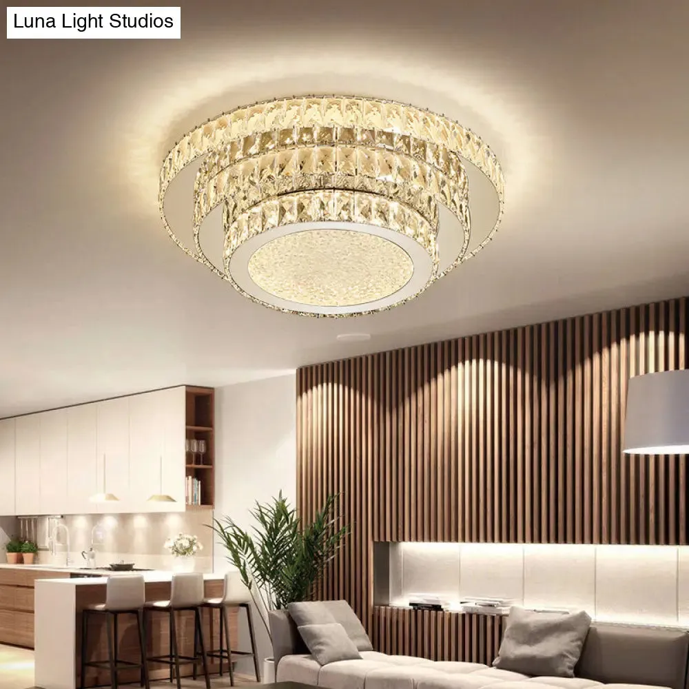Modern White LED Flush Light Fixture - 18"/21.5" Three-Tiered Design