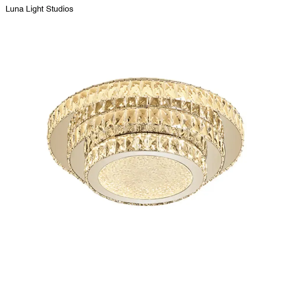 Modern White LED Flush Light Fixture - 18"/21.5" Three-Tiered Design