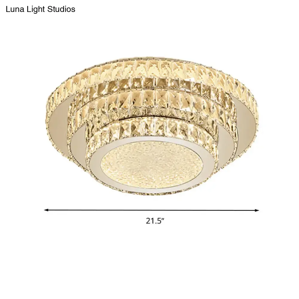 Modern White LED Flush Light Fixture - 18"/21.5" Three-Tiered Design