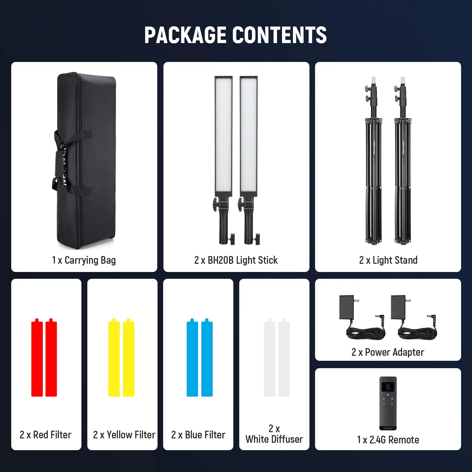 NEEWER BH20B Upgraded 21W LED Video Light Stick Kit