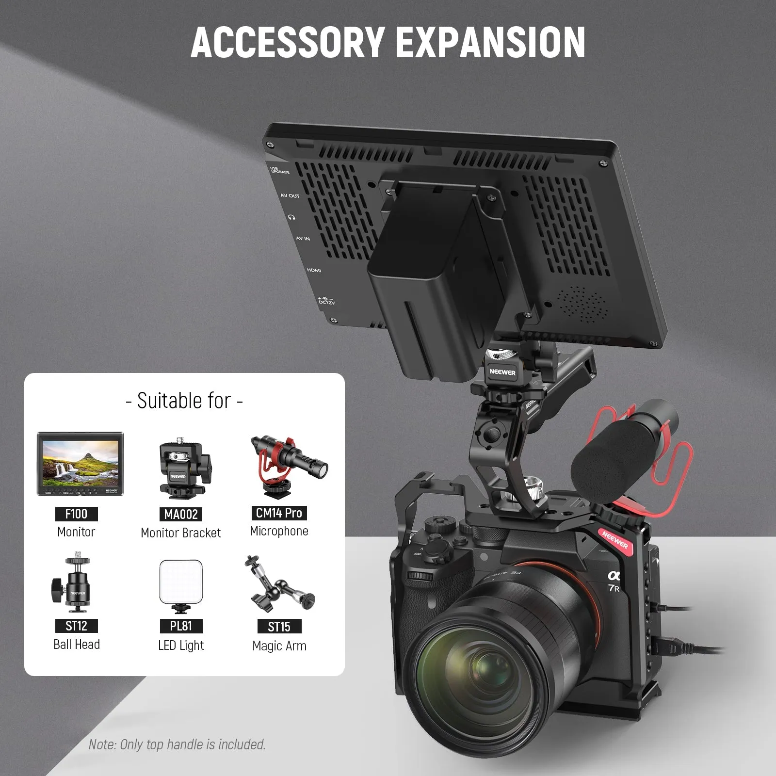 NEEWER CA007 Camera Top Handle with 3/8" ARRI Locating Pins