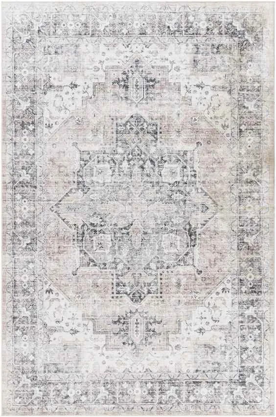 New Cambria Traditional Ivory Washable Area Rug