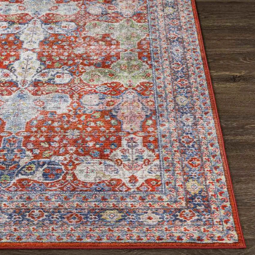 Palos Hills Traditional Bright Red Washable Area Rug