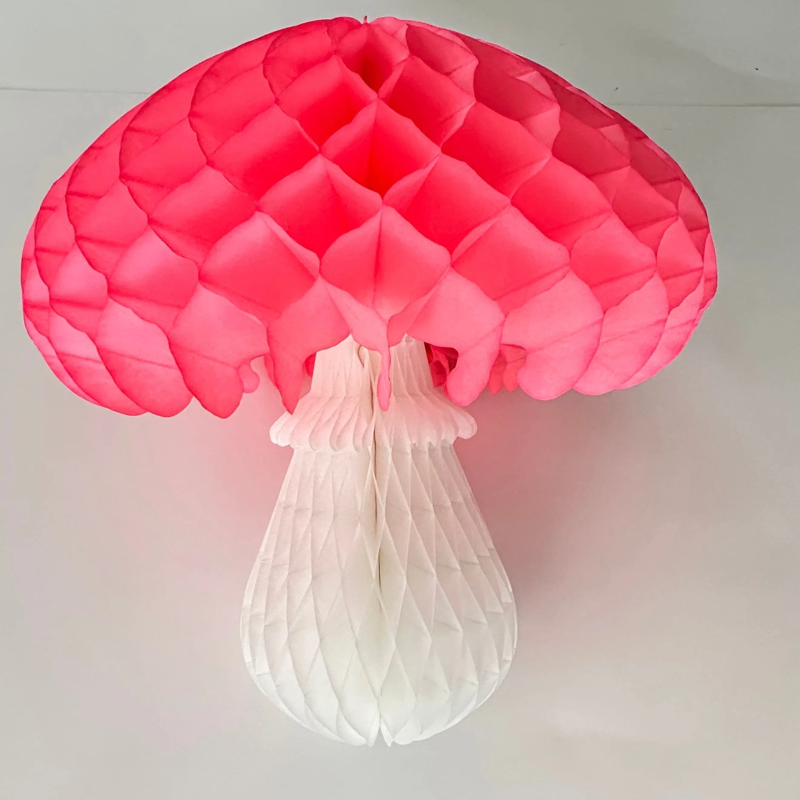 Paper fly agaric Mushroom Honeycomb Pink and White party decoration large 46cm/18.11" 3D  Woodland Forest Birthday decor Fall Baby Shower