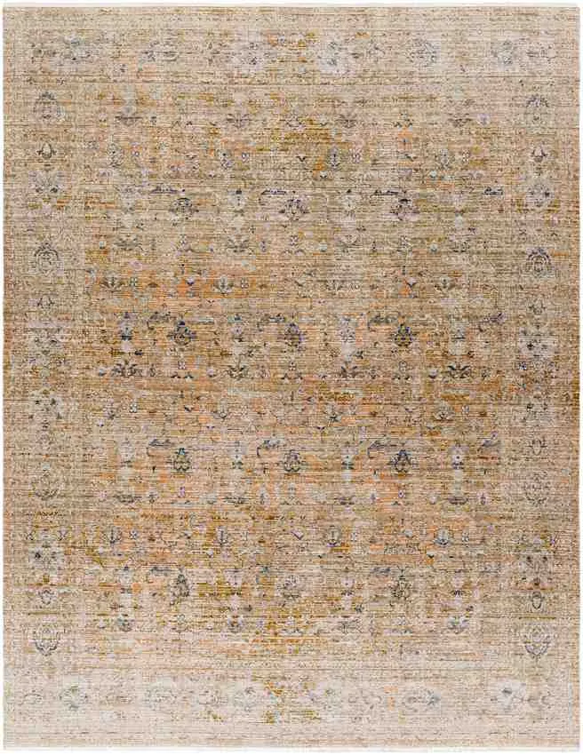 Partick Traditional Moss Orange Washable Area Rug
