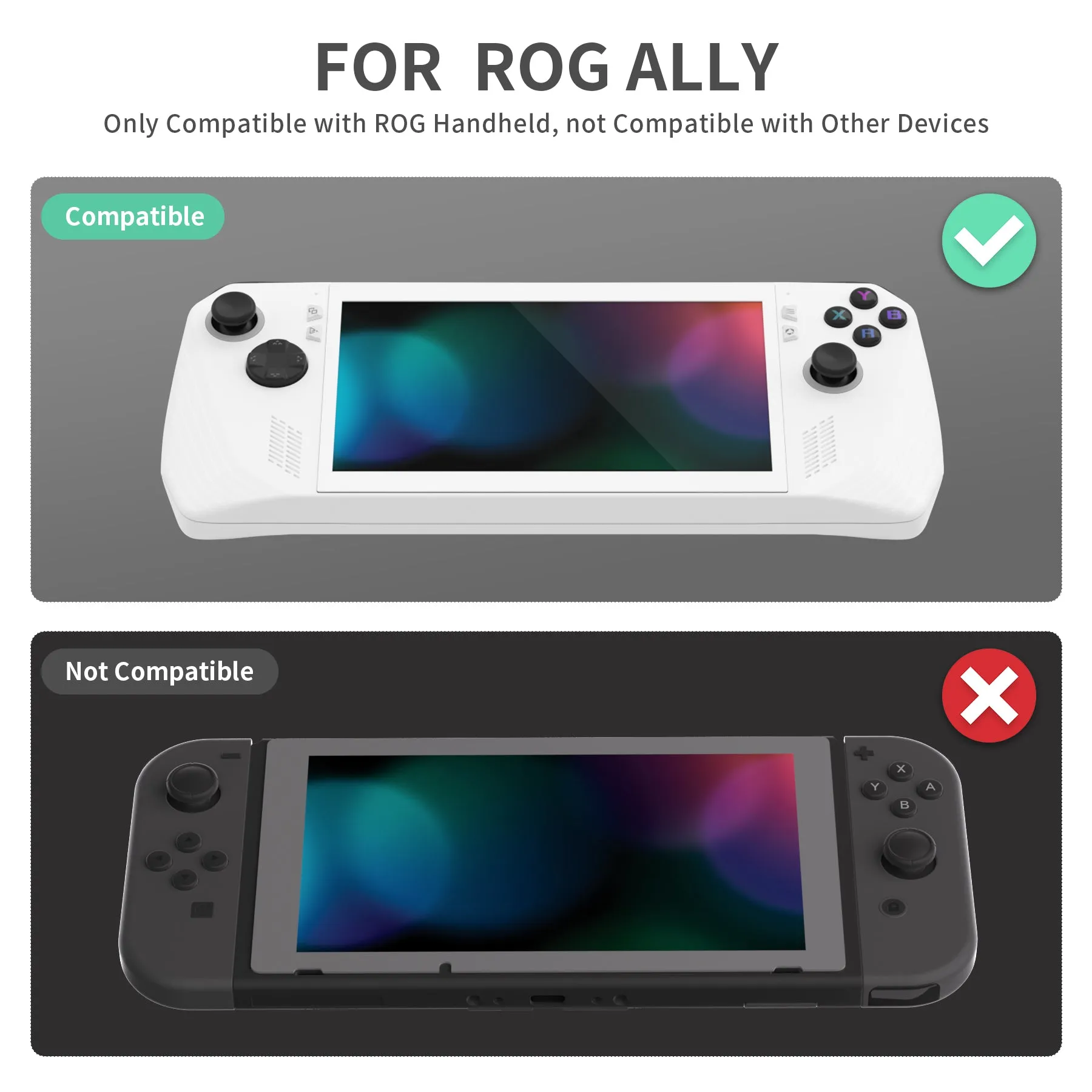 PlayVital 2 Pack White Border 7 inch Transparent HD Clear Protector Film, Tempered Glass Screen Protector for ROG Ally X 2024 & ROG Ally 2023 [Anti-Scratch, Anti-Fingerprint, Ultra-Thin] - EBLRG001