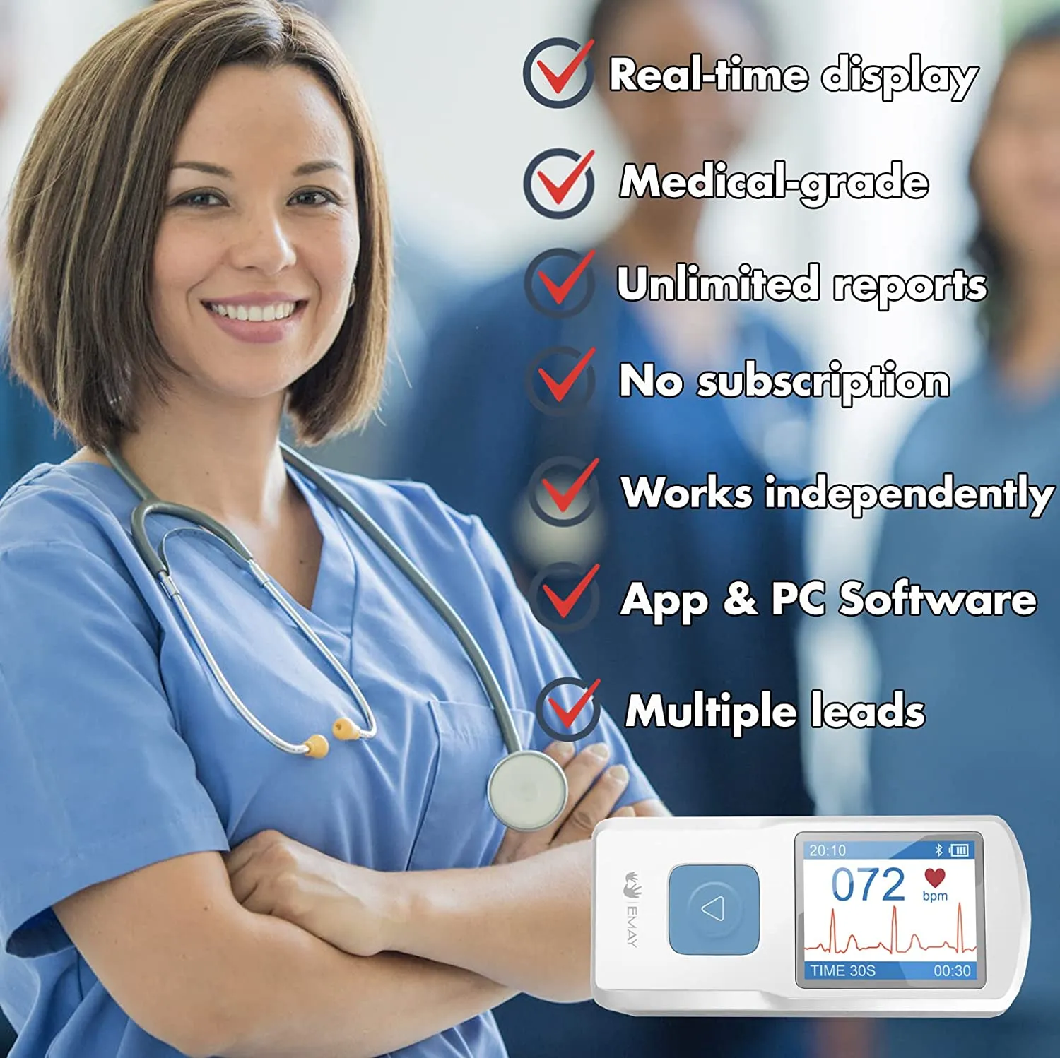 Portable ECG Monitor (for iPhone & Android, Mac & Windows) | Wireless EKG Monitoring Devices with Heart Rate & Rhythm Tracking