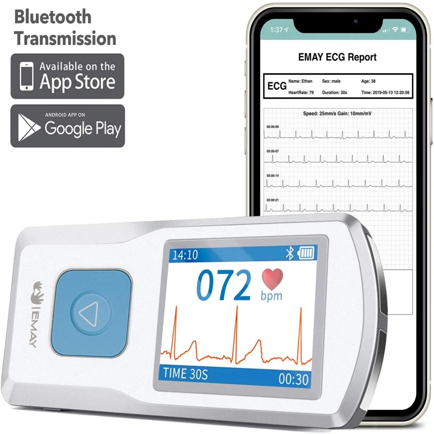 Portable ECG Monitor (for iPhone & Android, Mac & Windows) | Wireless EKG Monitoring Devices with Heart Rate & Rhythm Tracking