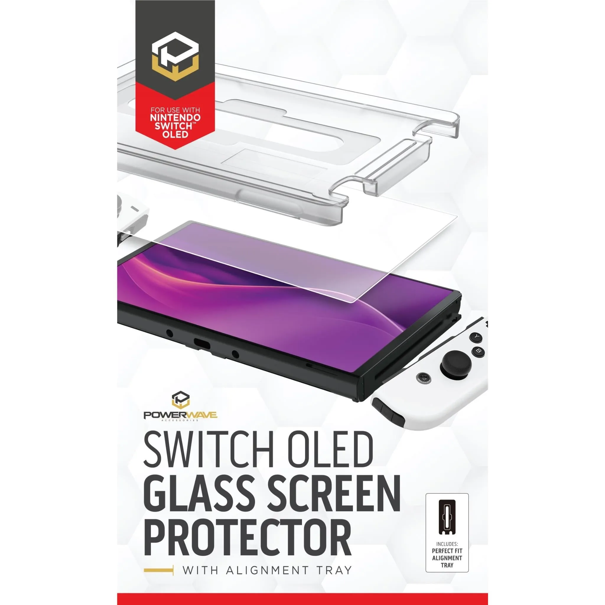 Powerwave Glass Screen Protector with Alignment Tray for Nintendo Switch OLED