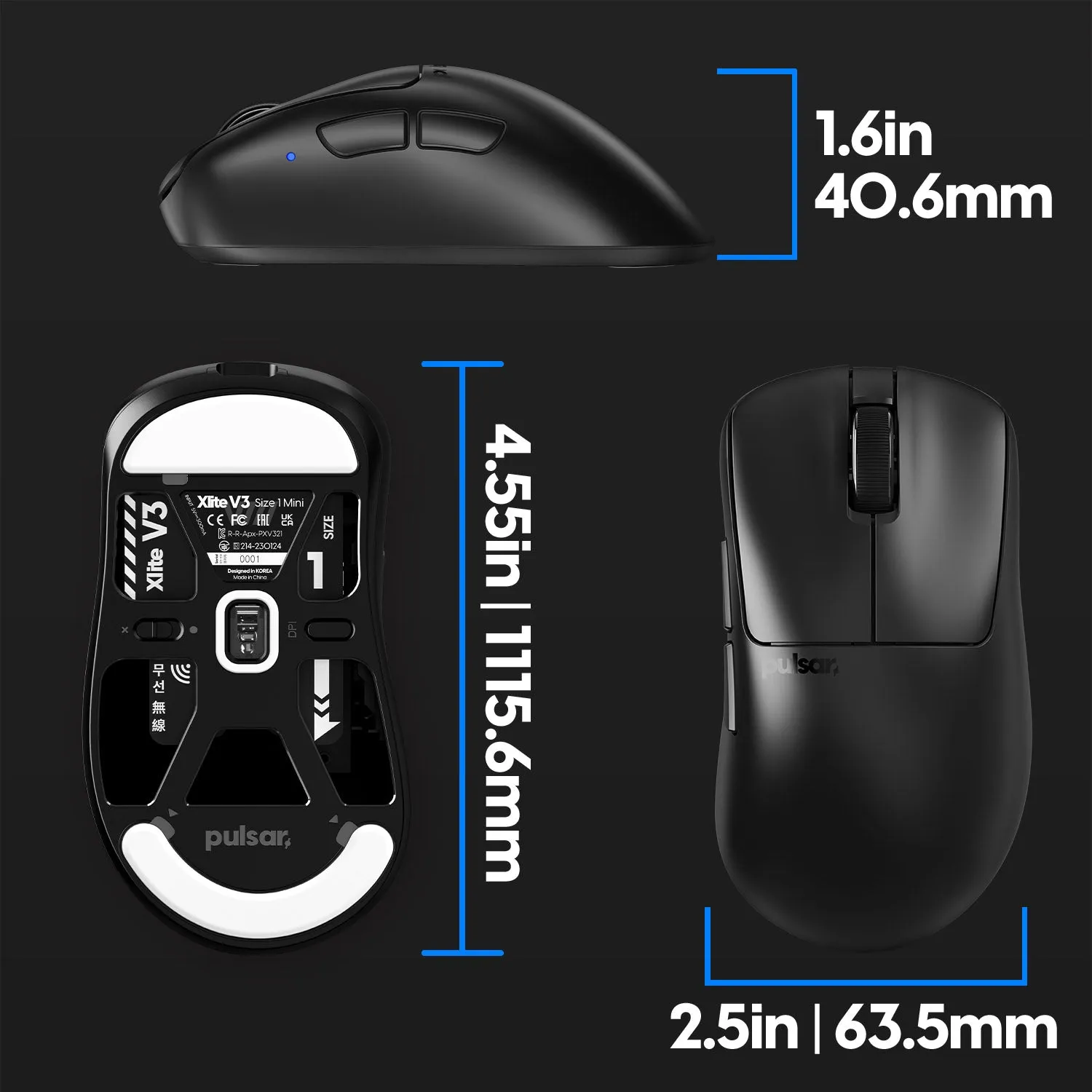 Pulsar Xlite V3 Mini Wireless Gaming Mouse - Black