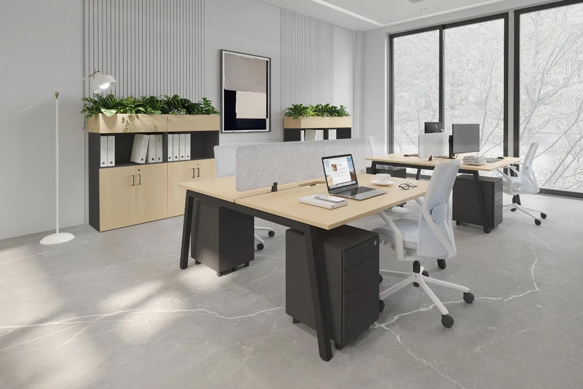 Quadro 2 Person Office Workstation [1600L x 800W with Cable Scallop]