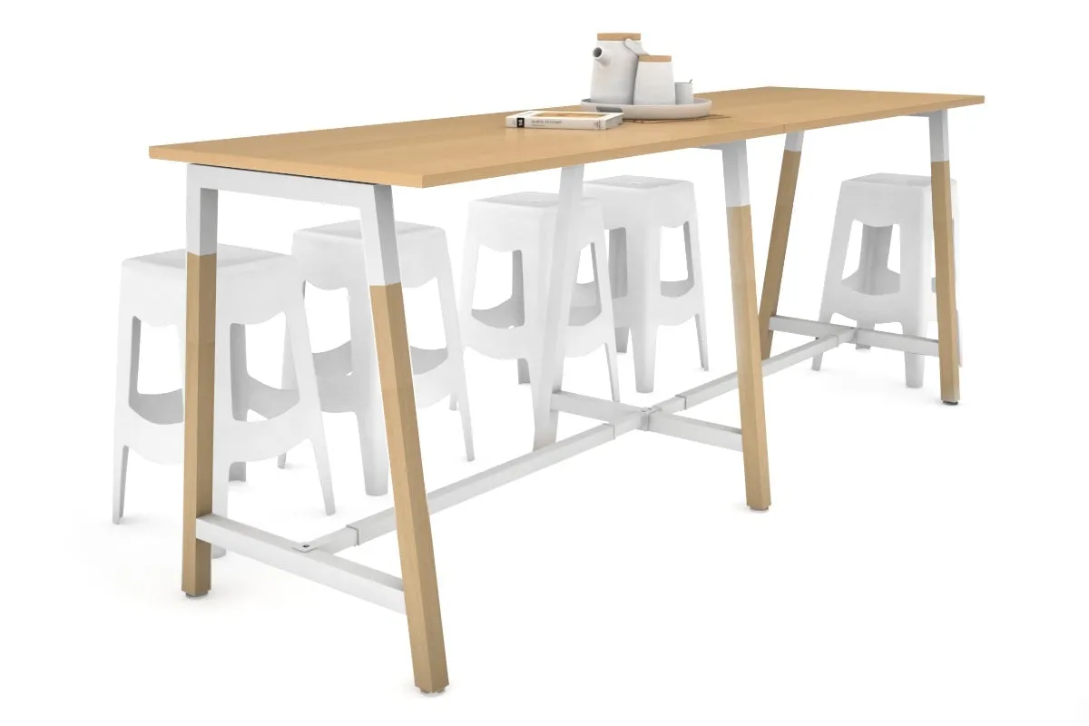 Quadro A Legs Large Counter Table - Wood Legs Cross Beam [2400L x 700W]