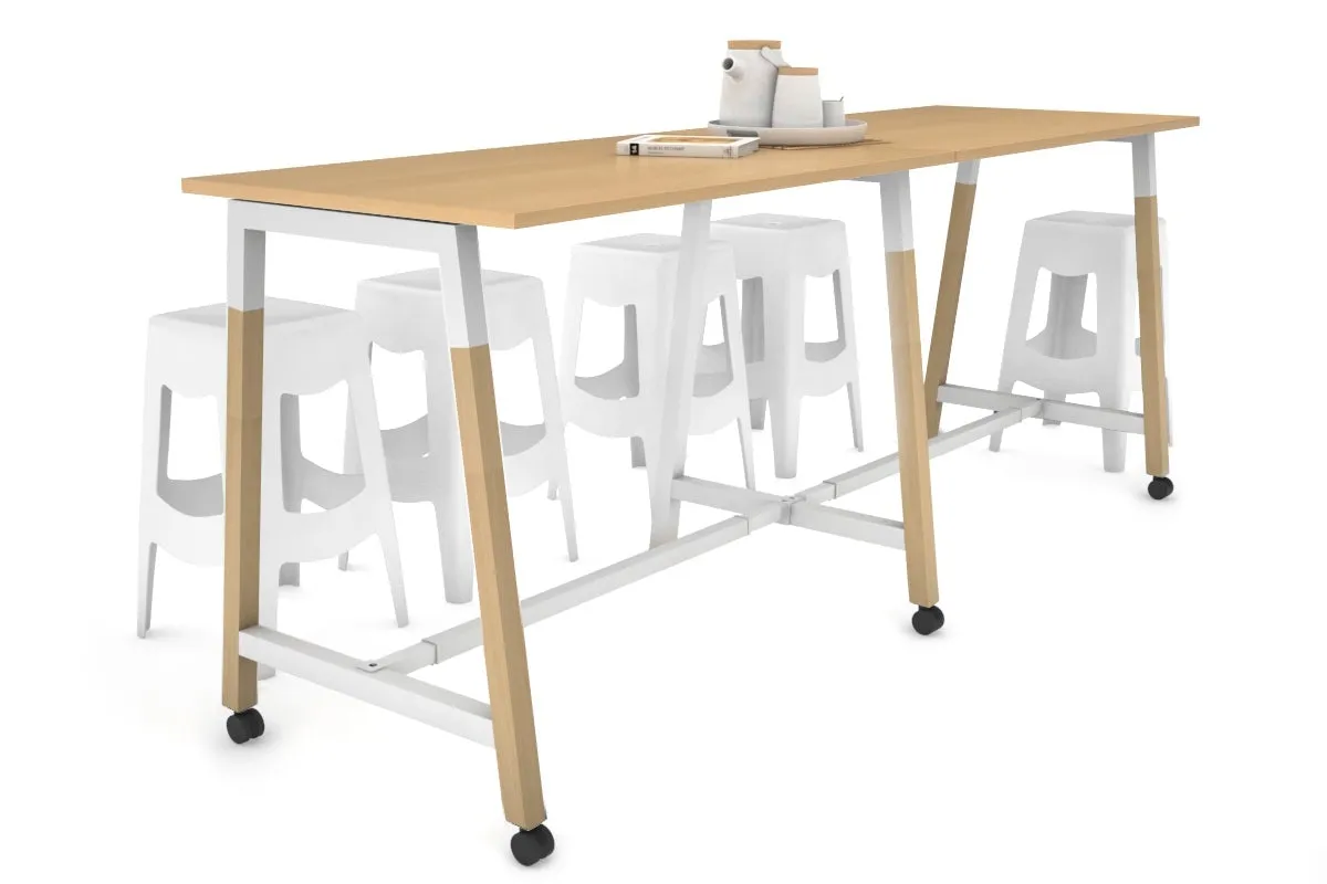 Quadro A Legs Large Counter Table - Wood Legs Cross Beam [2400L x 700W]