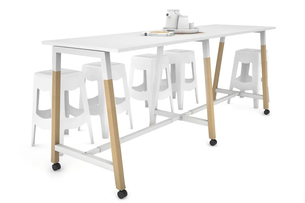 Quadro A Legs Large Counter Table - Wood Legs Cross Beam [2400L x 700W]