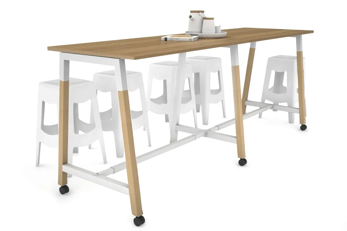 Quadro A Legs Large Counter Table - Wood Legs Cross Beam [2400L x 700W]