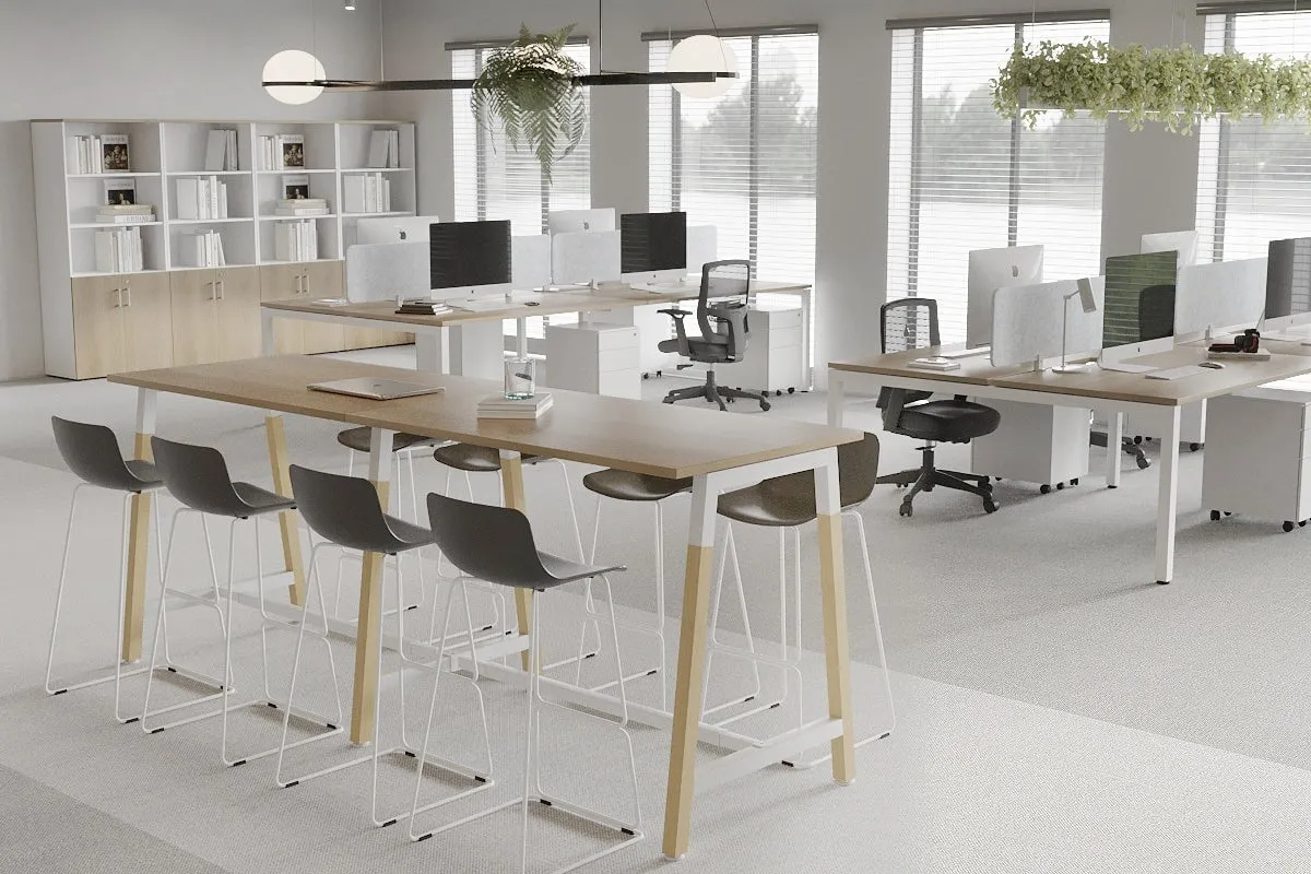 Quadro A Legs Large Counter Table - Wood Legs Cross Beam [2400L x 700W]