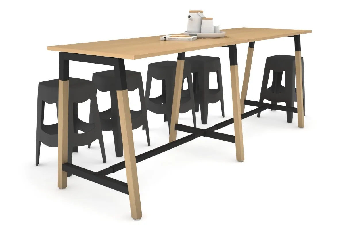 Quadro A Legs Large Counter Table - Wood Legs Cross Beam [2400L x 700W]