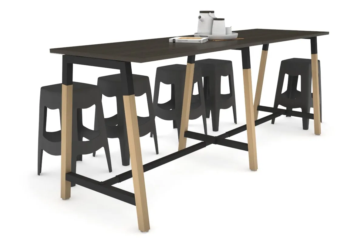 Quadro A Legs Large Counter Table - Wood Legs Cross Beam [2400L x 700W]