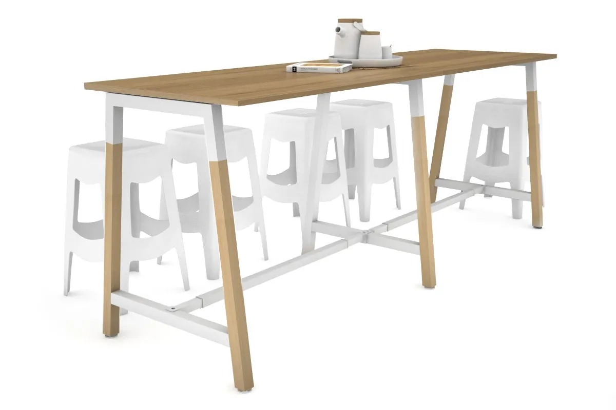 Quadro A Legs Large Counter Table - Wood Legs Cross Beam [2400L x 700W]