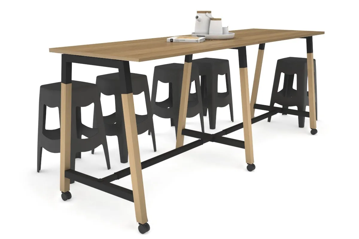 Quadro A Legs Large Counter Table - Wood Legs Cross Beam [2400L x 700W]