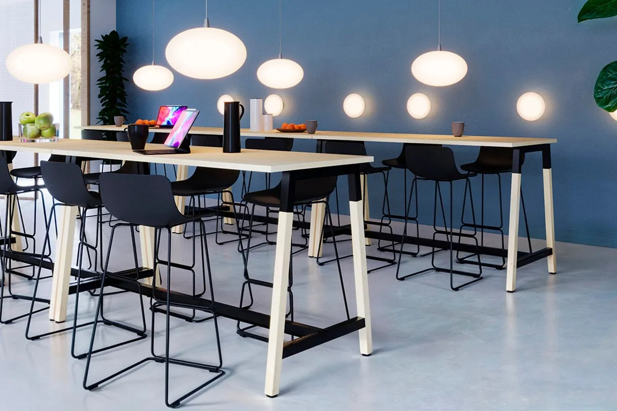 Quadro A Legs Large Counter Table - Wood Legs Cross Beam [2400L x 700W]