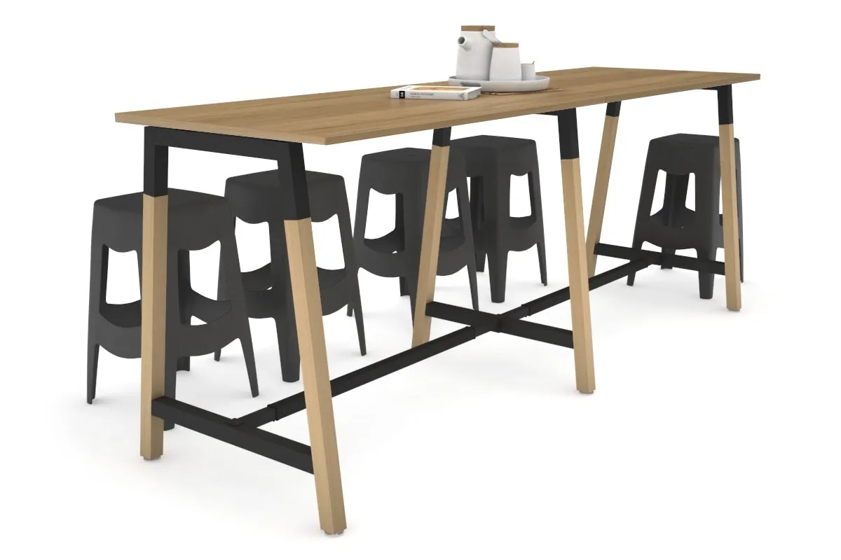 Quadro A Legs Large Counter Table - Wood Legs Cross Beam [2400L x 700W]