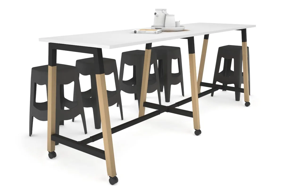 Quadro A Legs Large Counter Table - Wood Legs Cross Beam [2400L x 700W]