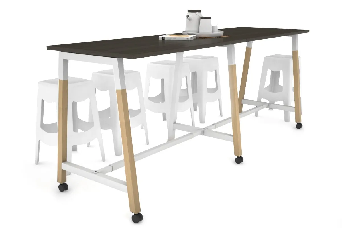 Quadro A Legs Large Counter Table - Wood Legs Cross Beam [2400L x 700W]