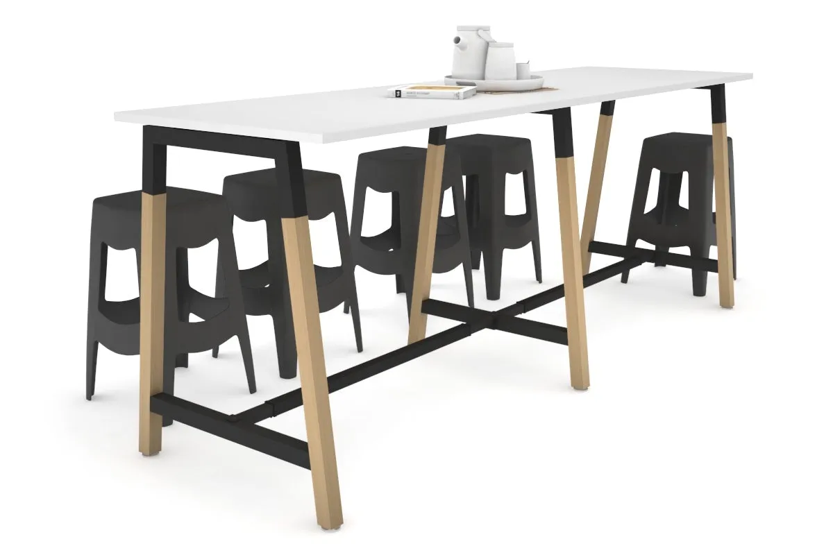 Quadro A Legs Large Counter Table - Wood Legs Cross Beam [2400L x 700W]