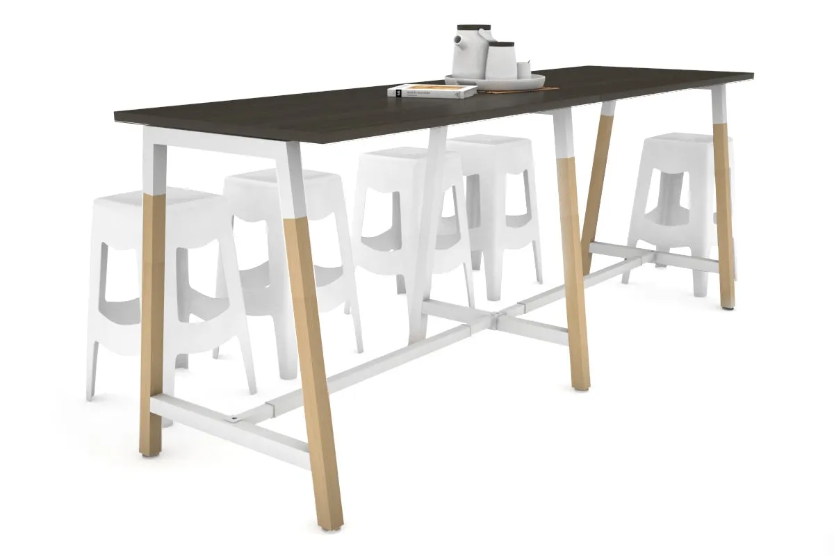 Quadro A Legs Large Counter Table - Wood Legs Cross Beam [2400L x 700W]