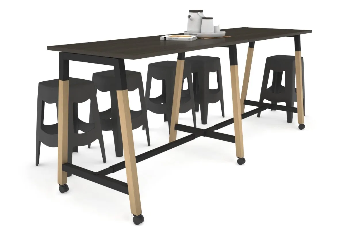 Quadro A Legs Large Counter Table - Wood Legs Cross Beam [2400L x 700W]