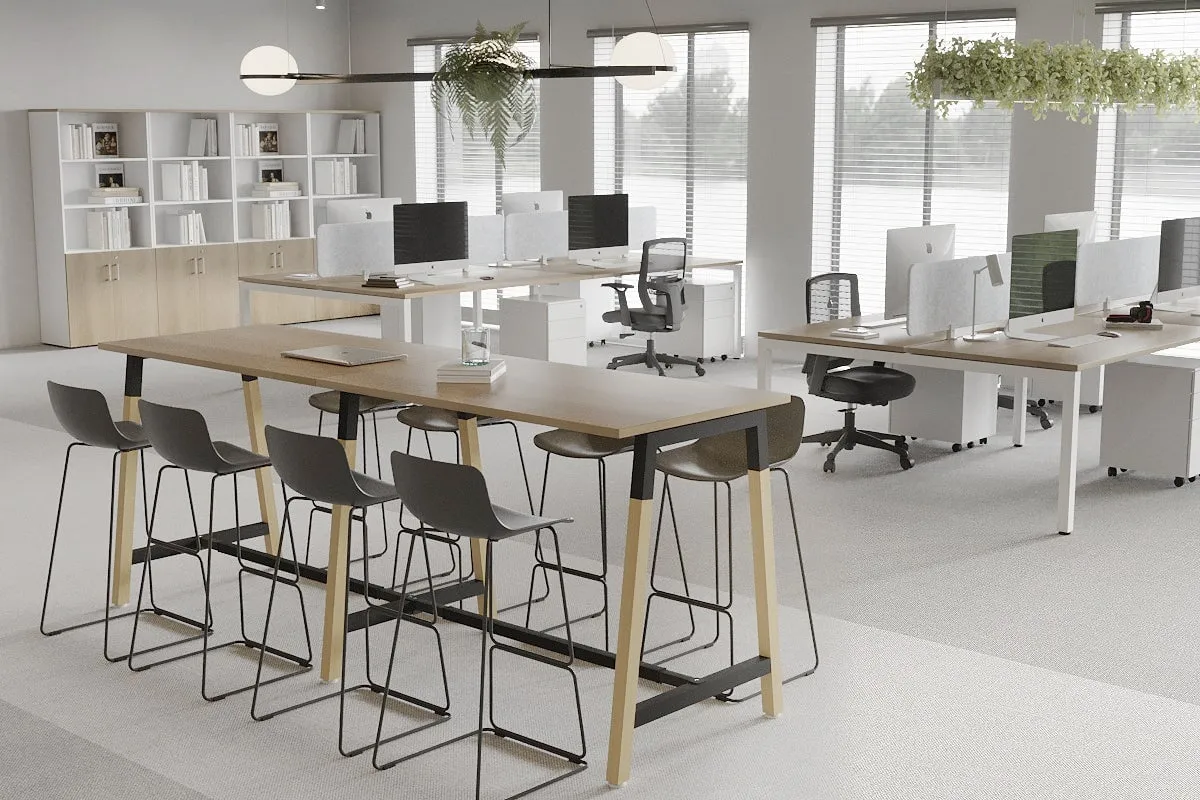 Quadro A Legs Large Counter Table - Wood Legs Cross Beam [2400L x 700W]