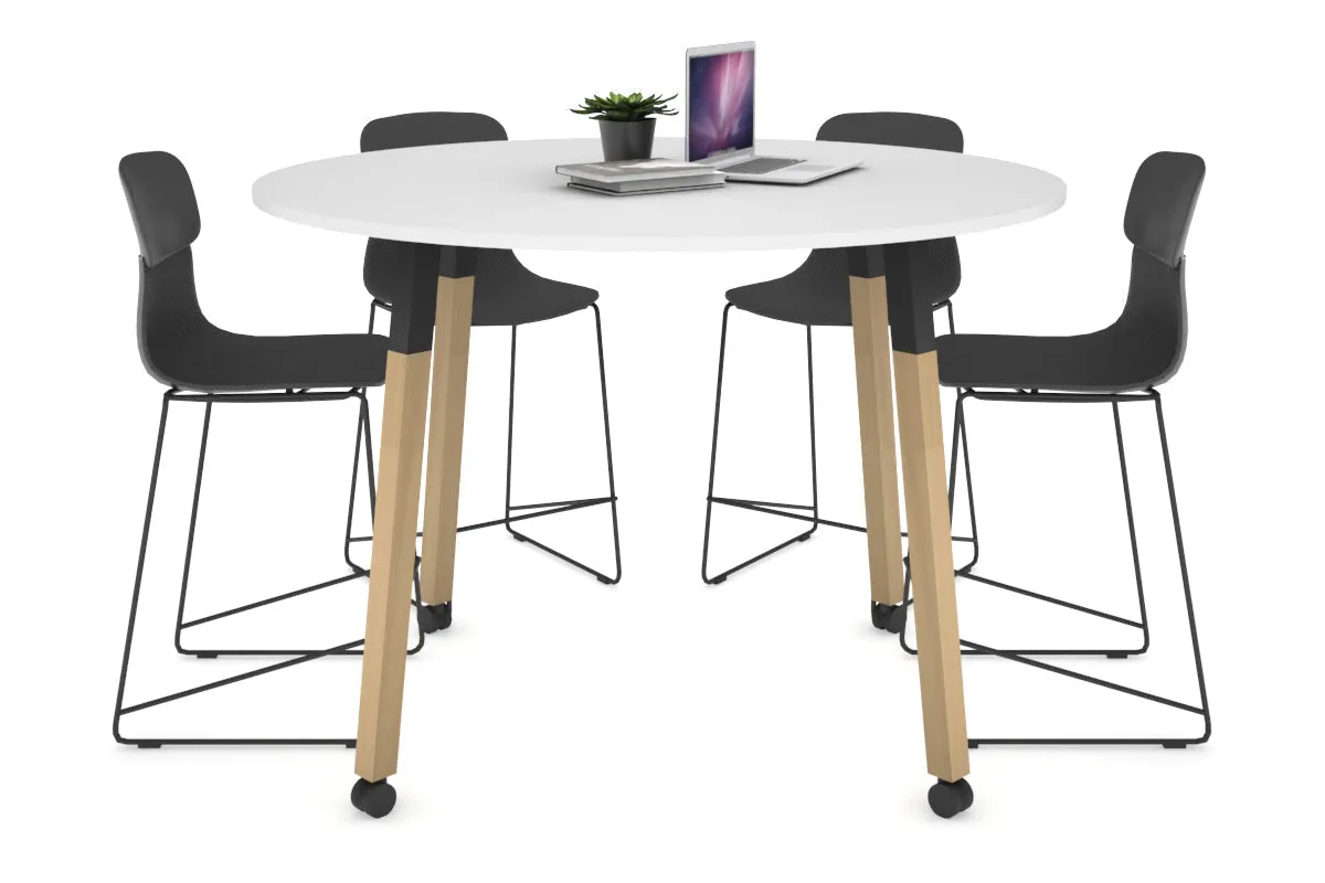 Quadro Counter Wood Legs Round Table [1200 mm]