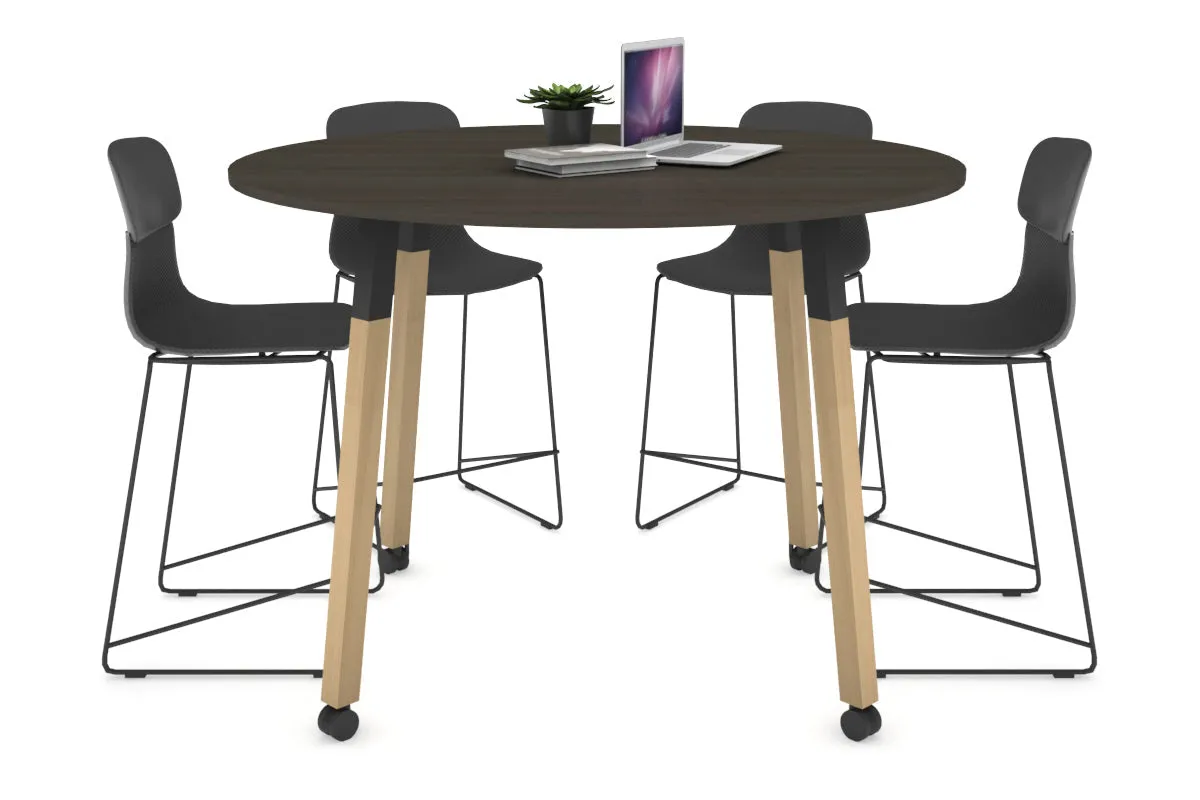 Quadro Counter Wood Legs Round Table [1200 mm]