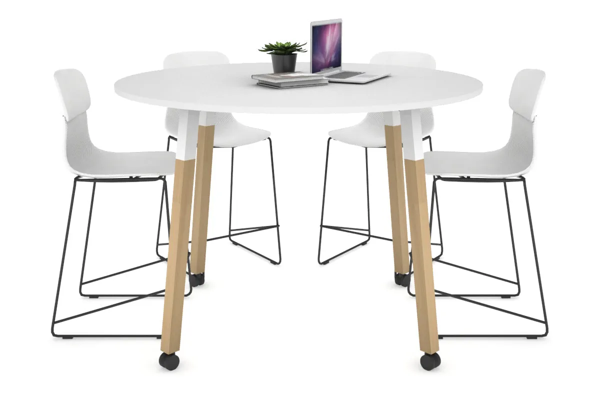 Quadro Counter Wood Legs Round Table [1200 mm]
