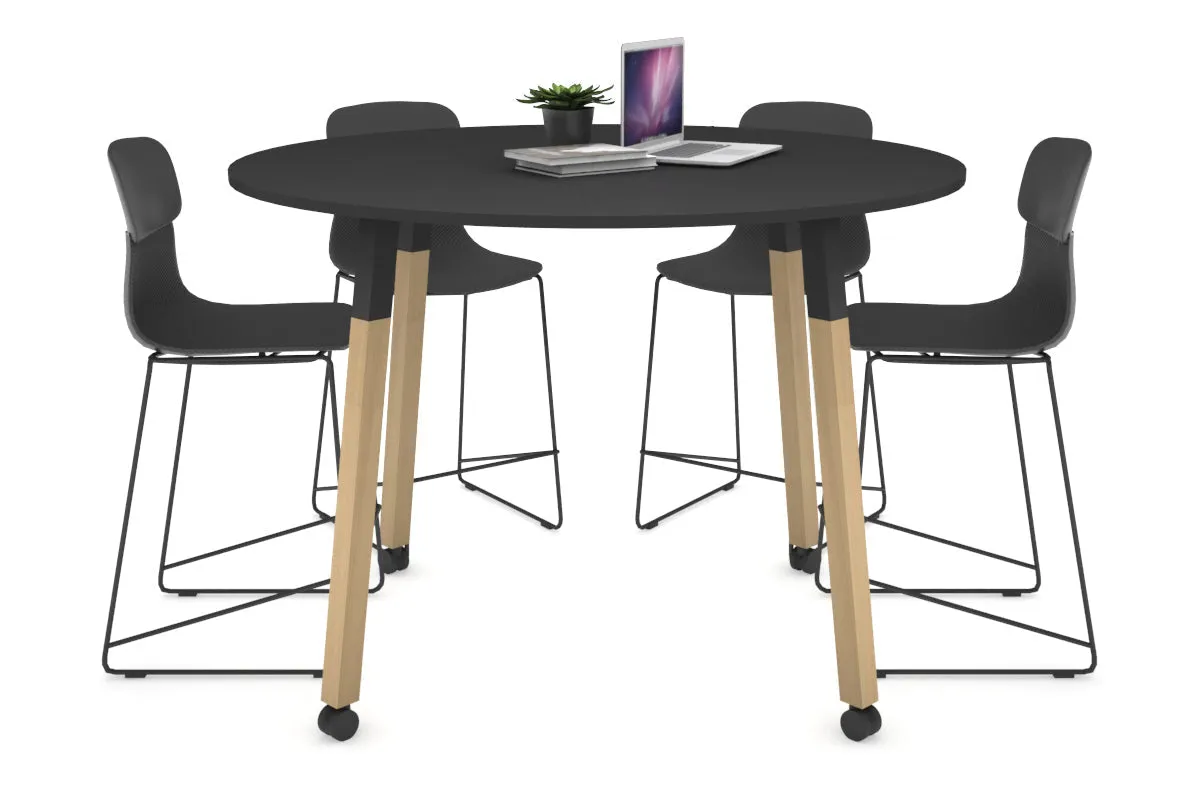 Quadro Counter Wood Legs Round Table [1200 mm]