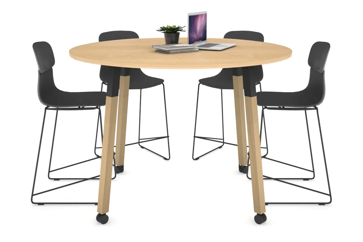 Quadro Counter Wood Legs Round Table [1200 mm]