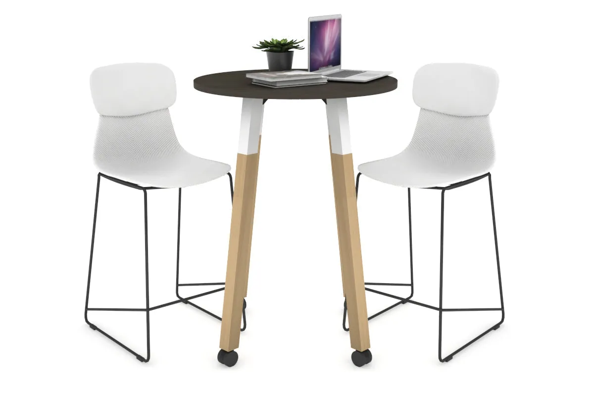 Quadro Counter Wood Legs Round Table [600 mm]