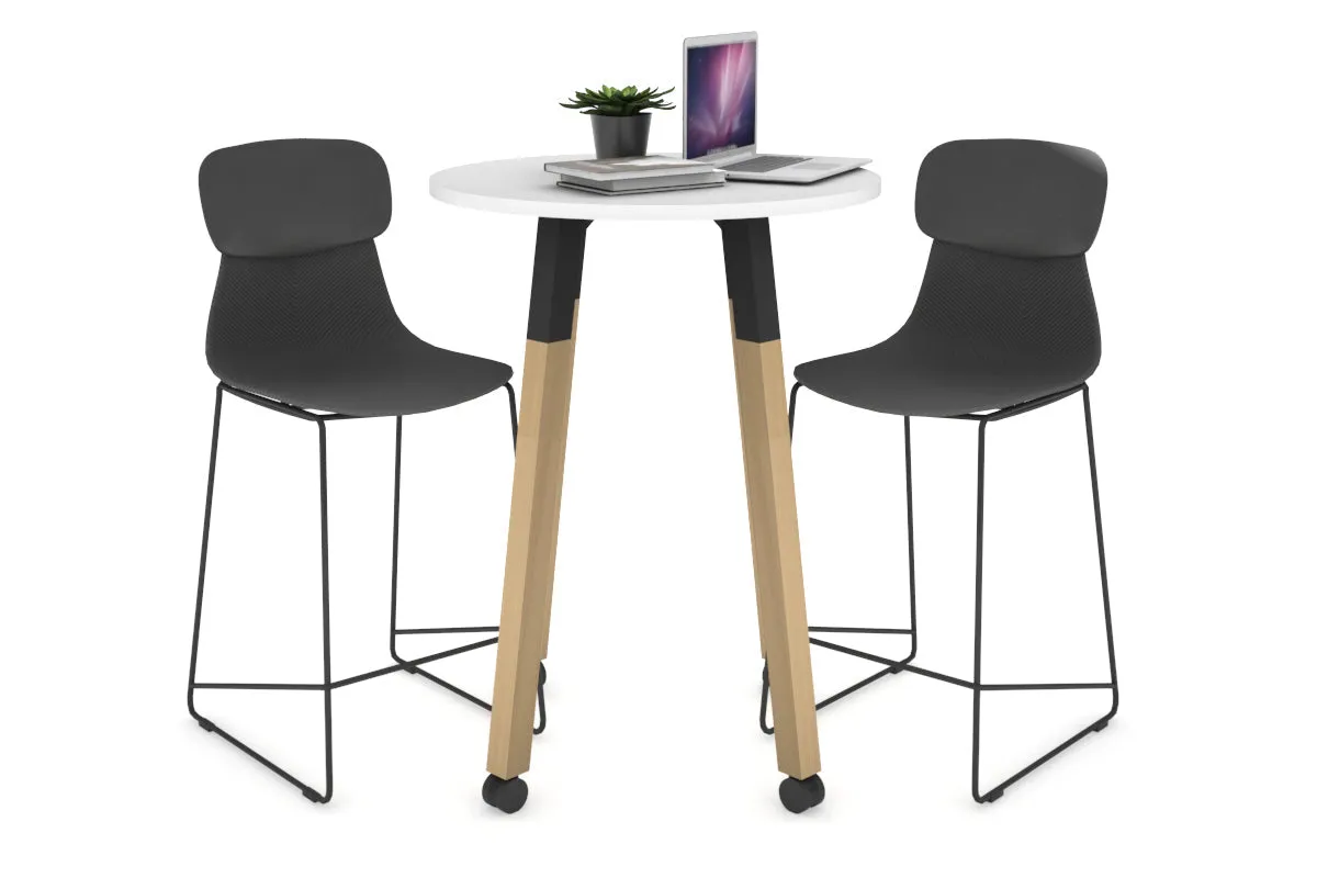 Quadro Counter Wood Legs Round Table [600 mm]