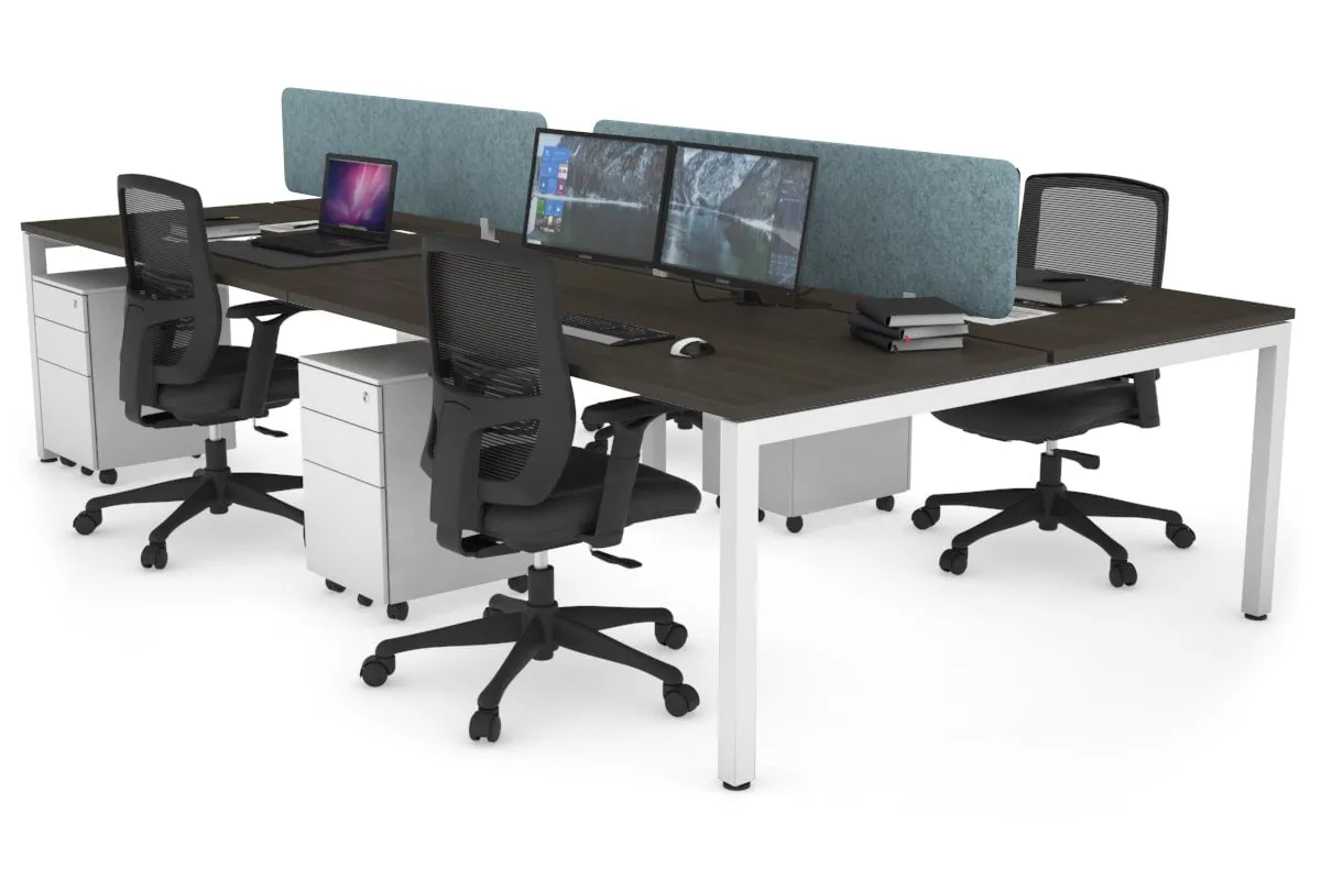Quadro Square Legs 4 Person Office Workstation [1800L x 800W with Cable Scallop]
